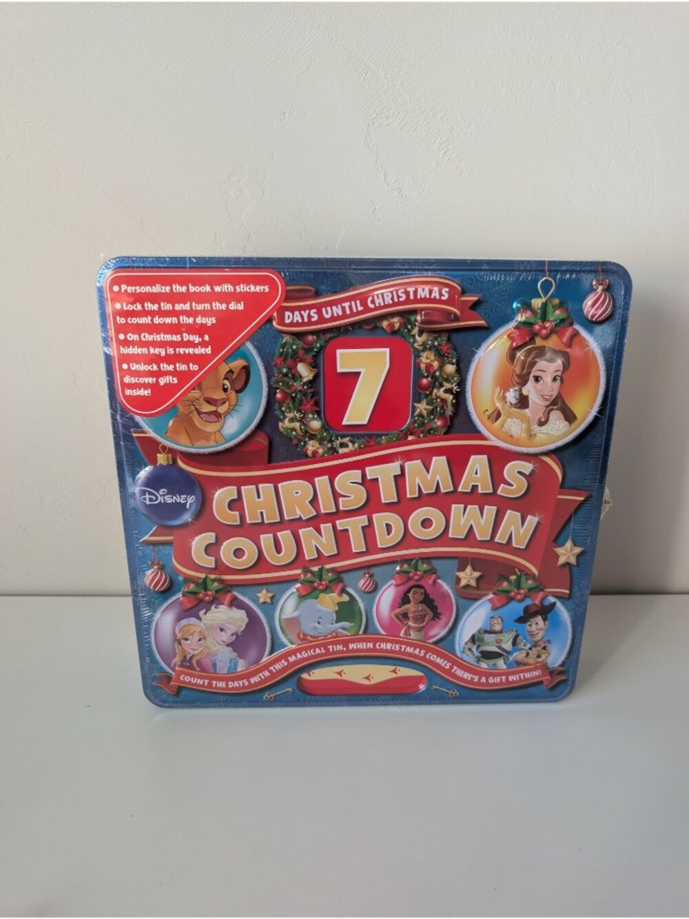 NEW Disney Christmas Countdown Tin Box With Stickers & Activities advent